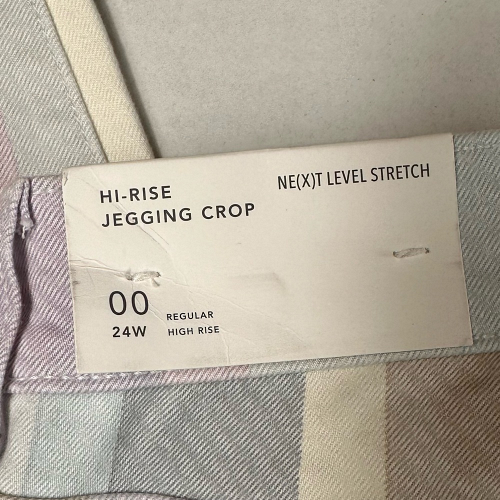 American Eagle Pastel Striped HighRise Jegging Crop Next Level Stretch Sz 00 24W - Picture 10 of 16